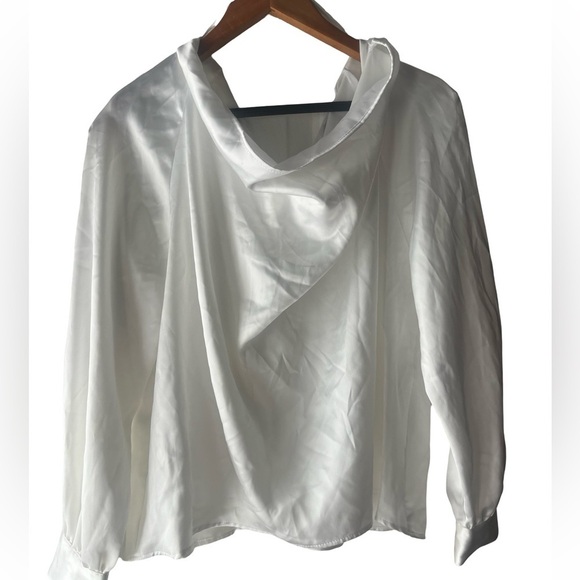 ZARA Flowy Collar Satin Effect Shirt NWT - Picture 7 of 8